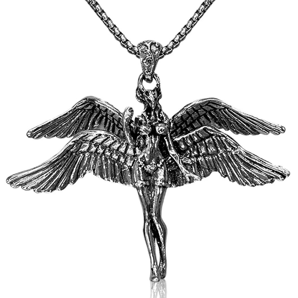 Retro Fallen Angel Necklace – Four-Winged Goddess Pendant